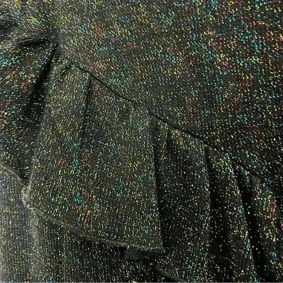 ANTHROPOLOGIE EVA FRANCO Black Sparkle Ruffle Long sleeve women Sweater | size S - Picture 3 of 12